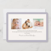 Rosa Retro Floral Girl Foto Geburtsankündigung Einladung (Rückseite)