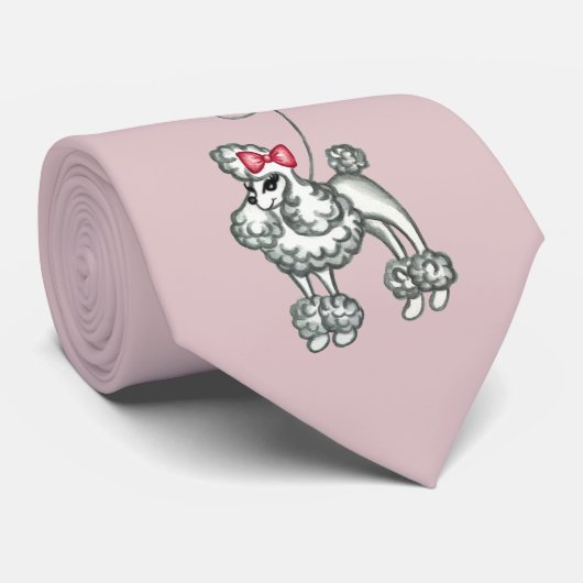 Rosa Retro-Französische-Pudel-Krawatte Krawatte (Gerollt)