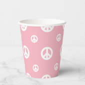 Rosa Retro Friedenszeichen Geburtstag Pappbecher (Vorderseite)