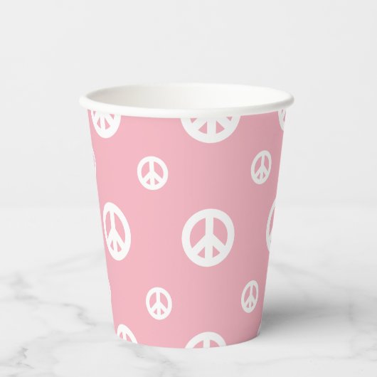 Rosa Retro Friedenszeichen Geburtstag Pappbecher (Vorderseite)
