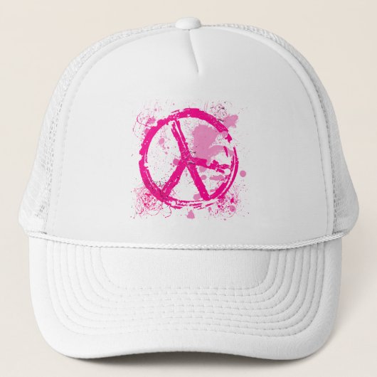 ROSA RETRO FRIEDENSzeichen Truckerkappe (Vorderseite)