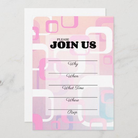 Rosa Retro-Füllung in mehrfacher Aufforderung Einladung (Vorne/Hinten)