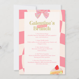 Rosa Retro-Galentin's-Brunch-Menükarte Feiertagskarte