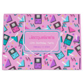 Rosa Retro Gaming Große Geschenktüte (Vorderseite)