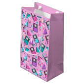 Rosa Retro Gaming Kleine Geschenktüte (Rückseite Schrägansicht)