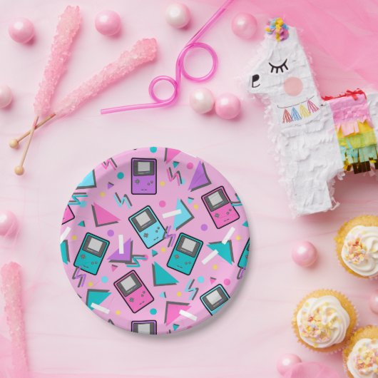 Rosa Retro Gaming Pappteller (Party)