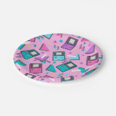 Rosa Retro Gaming Pappteller (Schrägansicht)