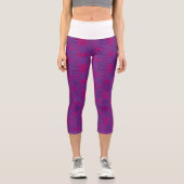 Rosa retro geometrisches Muster Capri Leggings (Vorderseite)