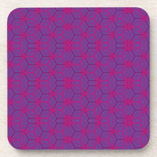 Rosa retro geometrisches Muster Getränkeuntersetzer (Vorderseite)