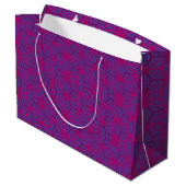 Rosa retro geometrisches Muster Große Geschenktüte (Rückseite Schrägansicht)
