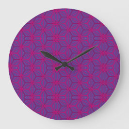 Rosa retro geometrisches Muster Große Wanduhr