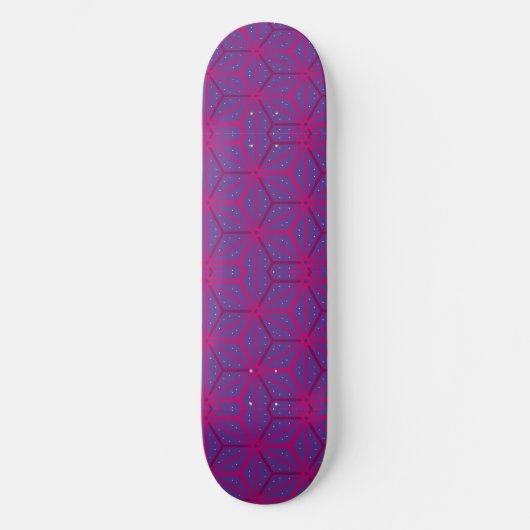 Rosa retro geometrisches Muster Skateboard (Vorderseite)