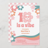 Rosa Retro Girl 10. Geburtstagsparty Einladung (Vorne/Hinten)