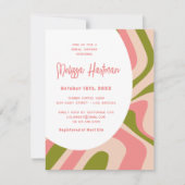 Rosa Retro Groovy Brautparty Einladung (Vorderseite)