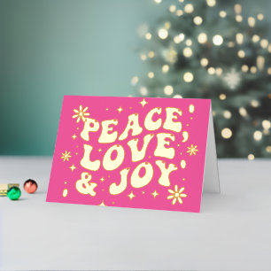 Rosa Retro Groovy Frieden Liebe Freude Weihnachten