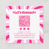 Rosa Retro-Groovy-moderne QR-Code Visitenkarte (Rückseite)