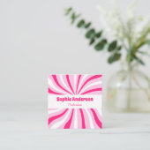 Rosa Retro-Groovy-moderne QR-Code Visitenkarte (Stehend Vorderseite)