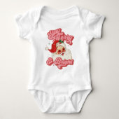 Rosa Retro Groovy Santa Bleibe Merry und Helle Baby Strampler (Vorderseite)