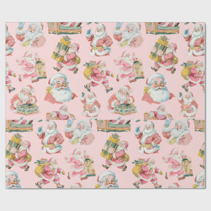 Rosa Retro Groovy Weihnachtsmann-Weihnachten Geschenkpapier