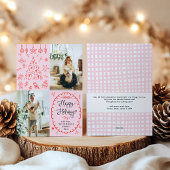 Rosa Retro Hand Drawn Happy Holidays 2 Foto Feiertagskarte