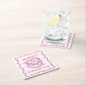 Rosa Retro Herz Coquette Cherry Cake Bachelorette Rechteckiger Pappuntersetzer (Vor Ort)