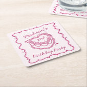 Rosa Retro Herz Coquette Cherry Cake Birthday Rechteckiger Pappuntersetzer (angewinkelt)