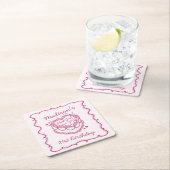 Rosa Retro Herz Coquette Cherry Cake Birthday Rechteckiger Pappuntersetzer (Vor Ort)