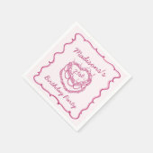 Rosa Retro Herz Coquette Cherry Cake Birthday Serviette (Ecke)