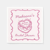 Rosa Retro Herz Coquette Cherry Cake Bridal Showe Serviette (Vorderseite)