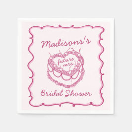 Rosa Retro Herz Coquette Cherry Cake Bridal Showe Serviette