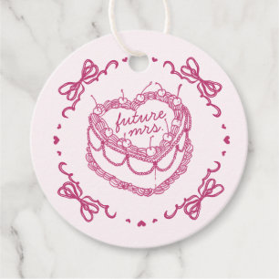 Rosa Retro Herz Coquette Cherry Cake BridalDusche Geschenkanhänger
