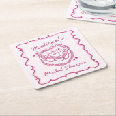 Rosa Retro Herz Coquette Cherry Cake BridalDusche Rechteckiger Pappuntersetzer (angewinkelt)