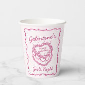 Rosa Retro Herz Coquette Cherry Cake Galentine Pappbecher (Rückseite)