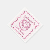 Rosa Retro Herz Coquette Cherry Cake Galentine Serviette (Ecke)