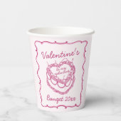 Rosa Retro Herz Coquette Cherry Cake Pappbecher (Rückseite)