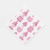 Rosa Retro Herz Coquette Cherry Cake Serviette (Ecke)