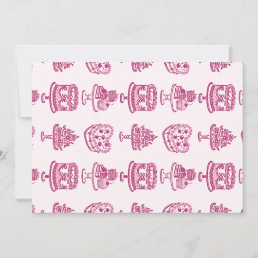 Rosa Retro Herz Coquette Cherry Cake Valentine Einladung (Rückseite)