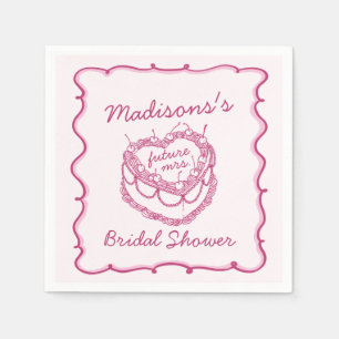 Rosa Retro Herz Coquette Kirschkuchen Brautshow Serviette