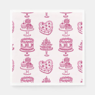 Rosa Retro Herz Coquette Kirschtorte Valentinstag Serviette