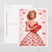 Rosa Retro-Herz-Liebesdesign Postkarte (Vorne/Hinten)