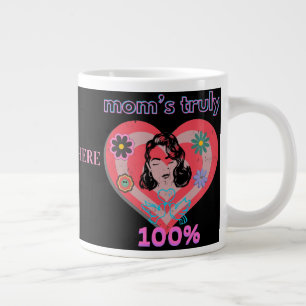 Rosa Retro Herz Mama Mama Mama Vintag Jumbo-Tasse