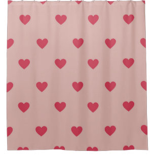 Rosa Retro Herz Y2K Muster mit rosa Hintergrund Duschvorhang