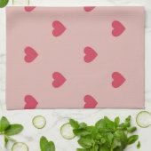 Rosa Retro Herz Y2K Muster mit rosa Hintergrund Geschirrtuch (Gefaltet)