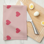 Rosa Retro Herz Y2K Muster mit rosa Hintergrund Geschirrtuch (Viertel Falte)