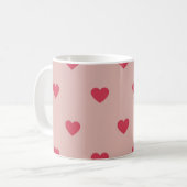 Rosa Retro Herz Y2K Muster mit rosa Hintergrund Kaffeetasse (Vorderseite Links)