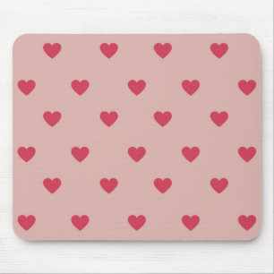 Rosa Retro Herz Y2K Muster mit rosa Hintergrund Mousepad