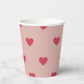Rosa Retro Herz Y2K Muster mit rosa Hintergrund Pappbecher (Vorderseite)
