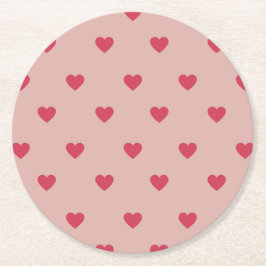 Rosa Retro Herz Y2K Muster mit rosa Hintergrund Runder Pappuntersetzer