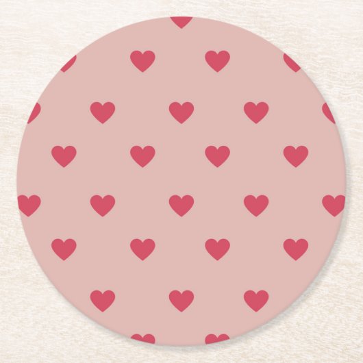Rosa Retro Herz Y2K Muster mit rosa Hintergrund Runder Pappuntersetzer (Vorderseite)