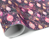 Rosa Retro Holiday Lights & Christmas Tree Muster Geschenkpapier (Rolleneckpunkt)